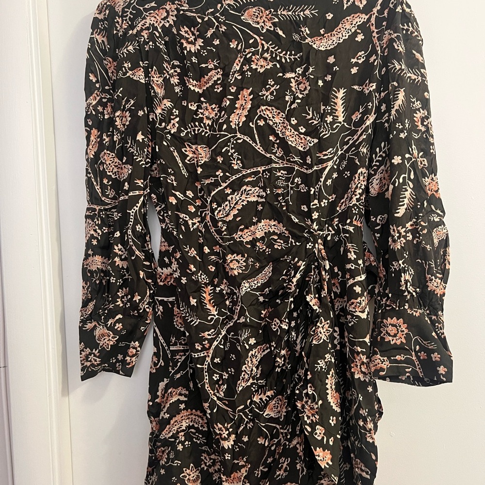 ba&sh Black and Pink Floral Long Sleeve Short Dress